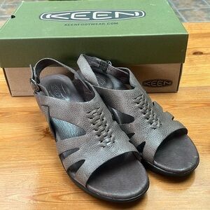 Keen Elizabeth cascade brown Wedge Sandals 8.5 Shoes Outdoor Leather w/box